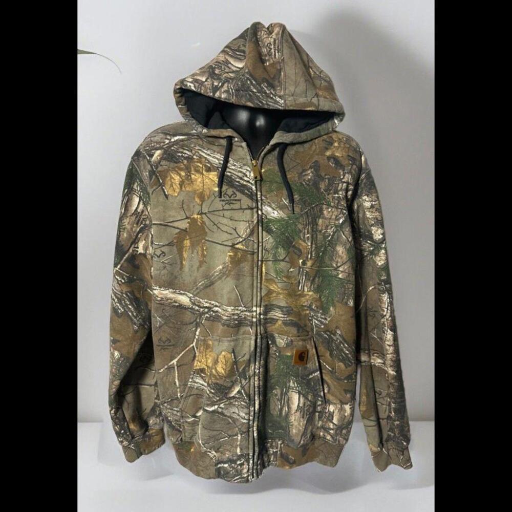Carhartt Realtree Camo Jacket Zip Up Hoodie Mens Large K289 977